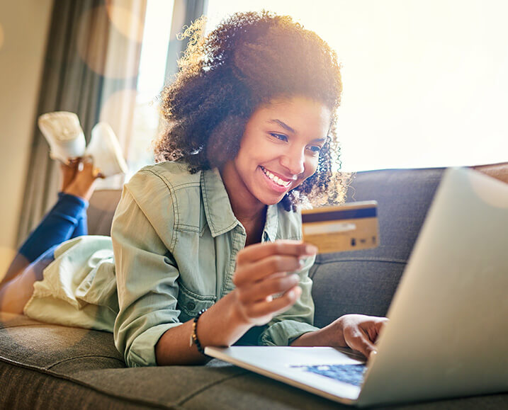 woman paying a bill online